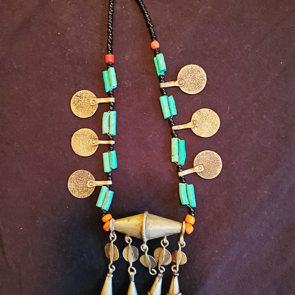 Vintage Moroccan Berber Bead and Charm Statement Necklace - Picture 5 of 7